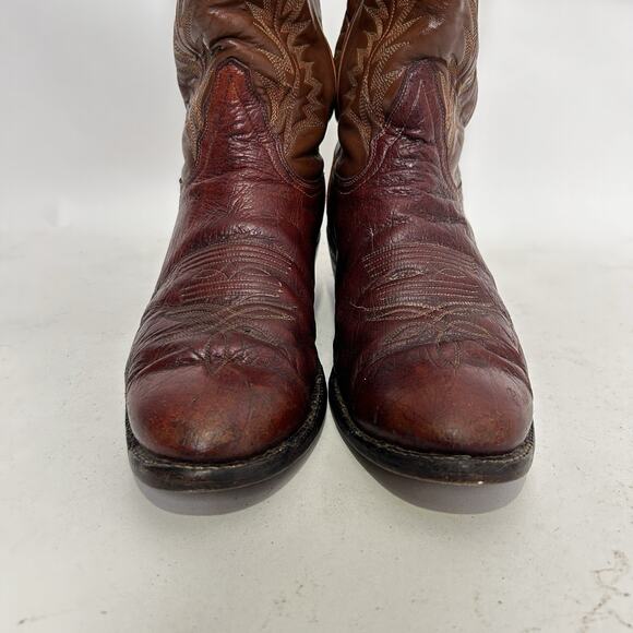 Vintage Tony Lama Leather Cowboy Boots Gold Label “Brown” main image 10